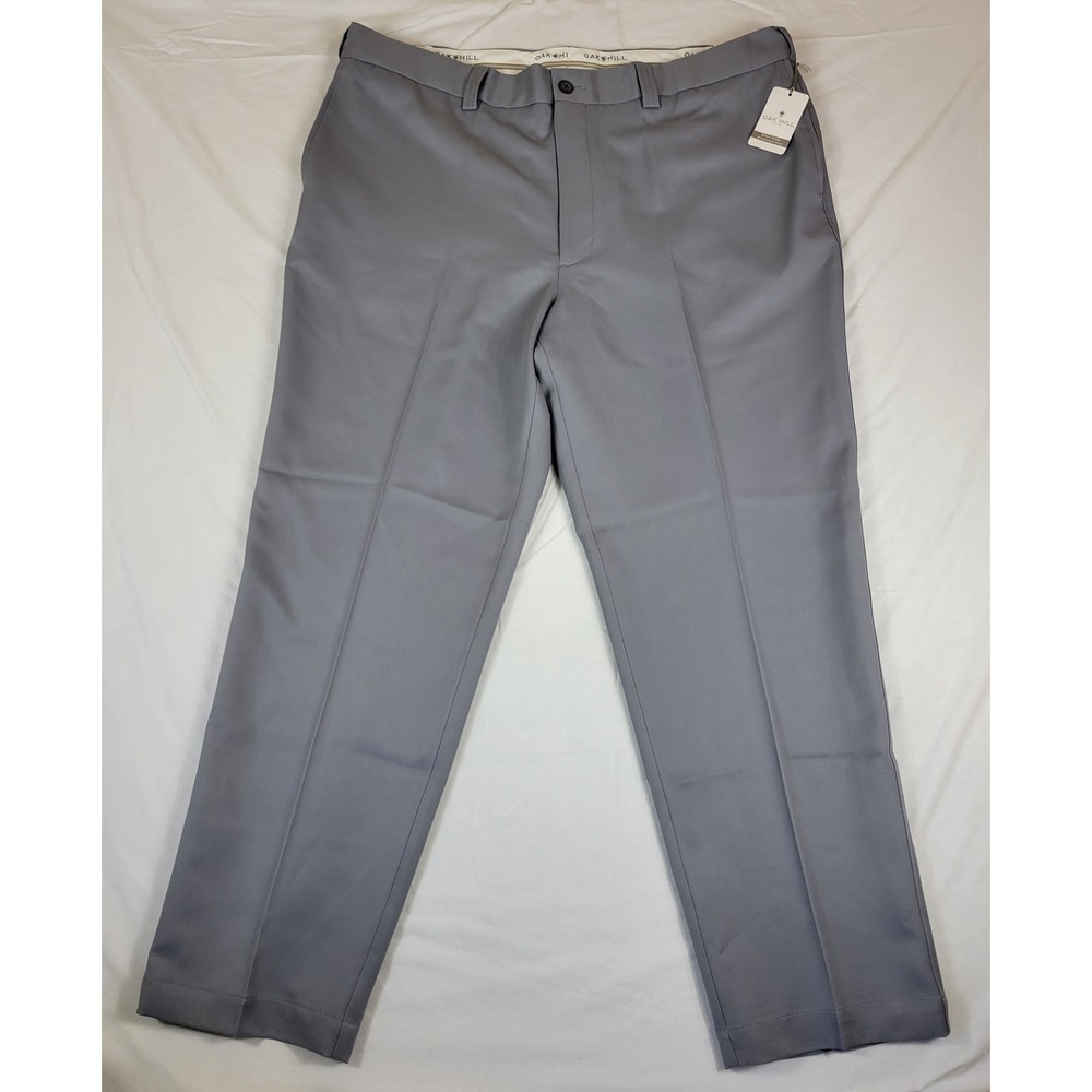Oak Hill Mens NWT Grey Stay Cool Microfiber Flat Front Pants 44x30